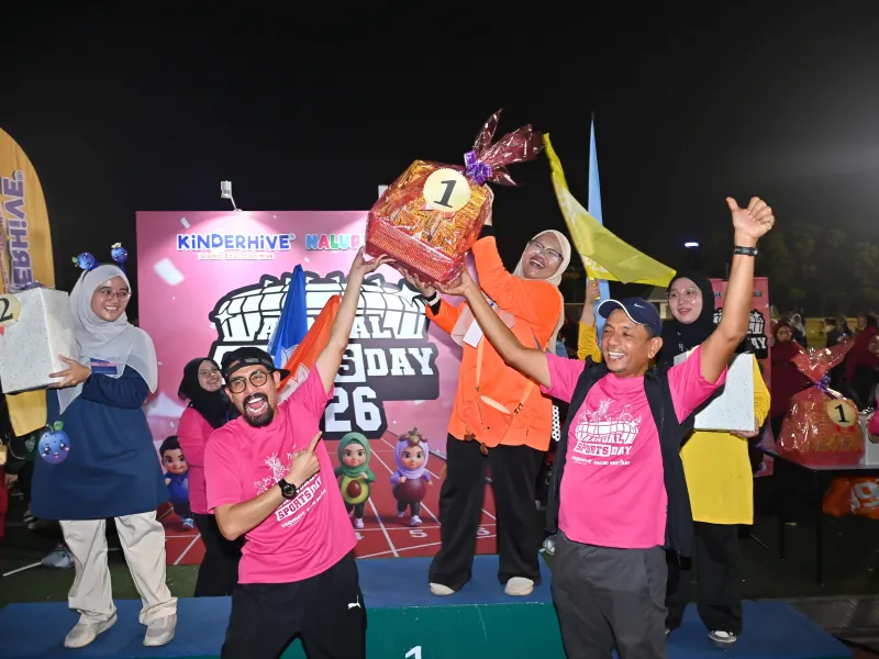 Winners celebrating during the prize-giving ceremony at the KinderHive and Naluri Bestari Annual Sports Day 2026